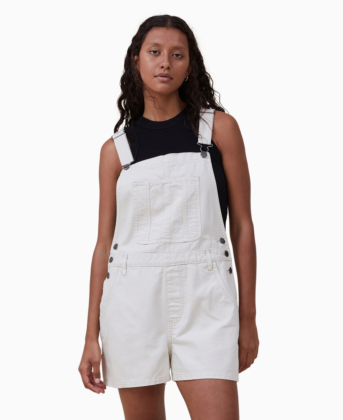 COTTON ON WOMEN'S UTILITY CANVAS OVERALL SHORTS