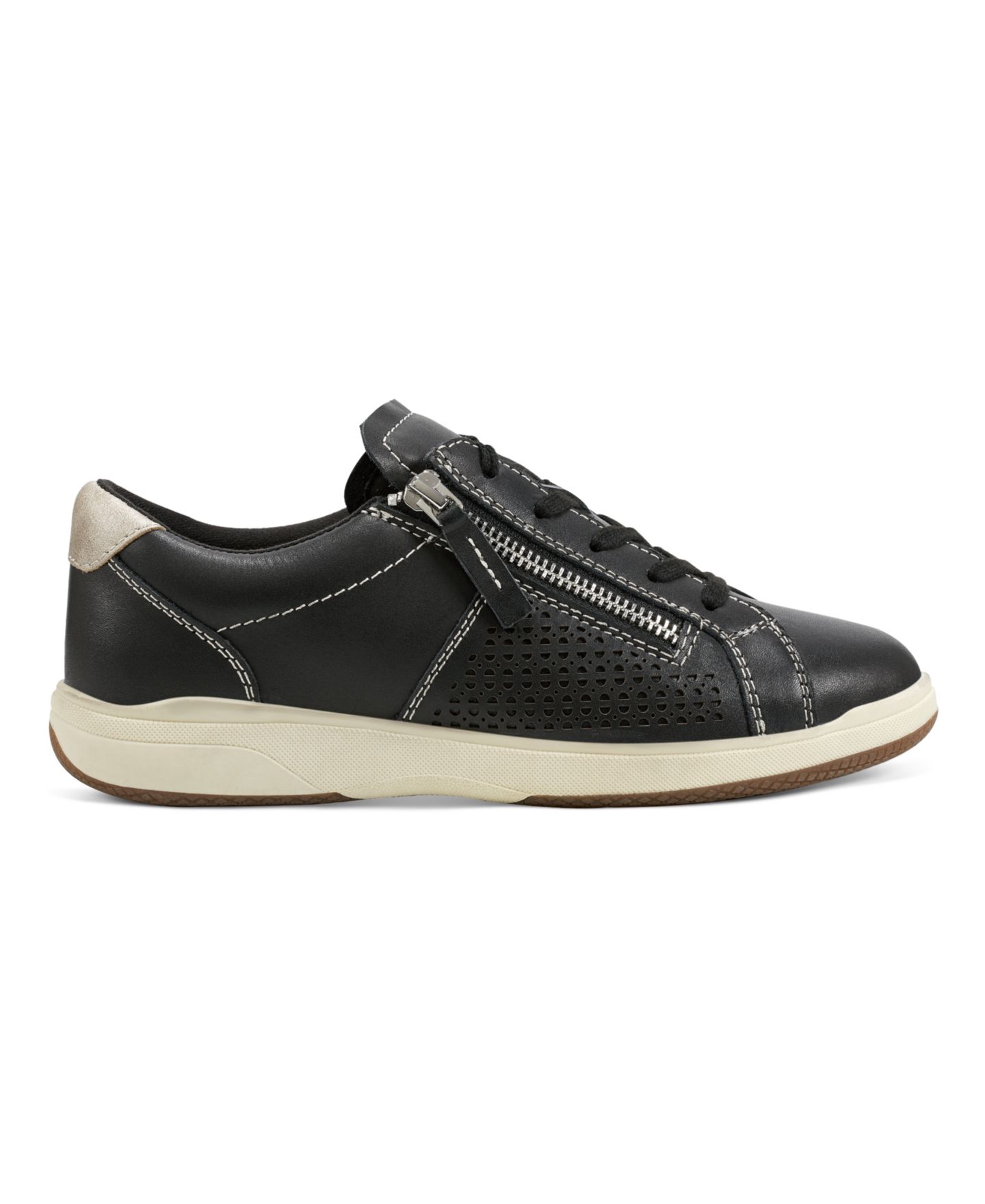 Женские кроссовки Earth Netta Side Zip Lace-Up, цвет: Чёрный кожаный — фото 2
