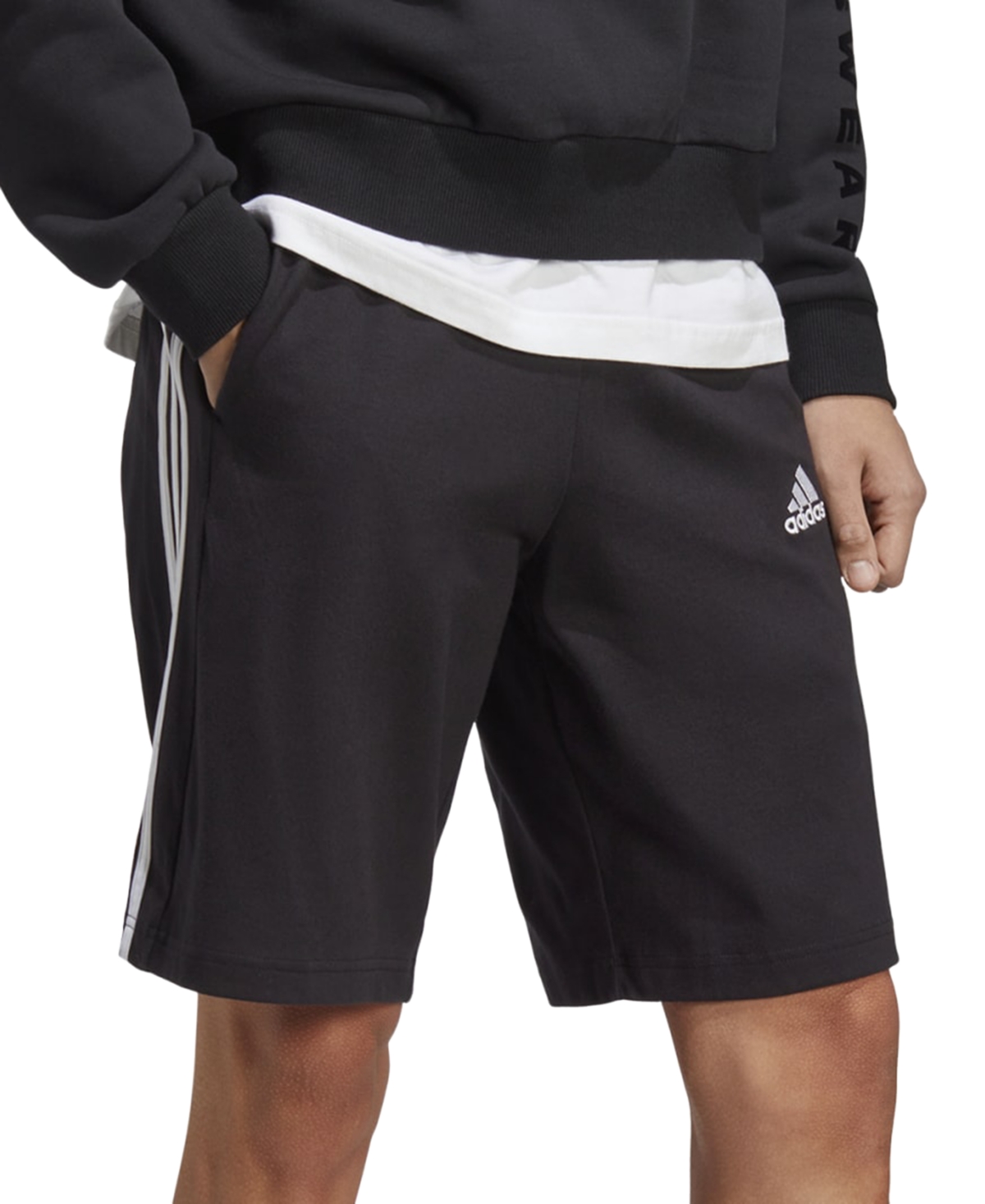 Adidas Originals Men's Essentials Single Jersey 3-stripes 10" Shorts In Black,white