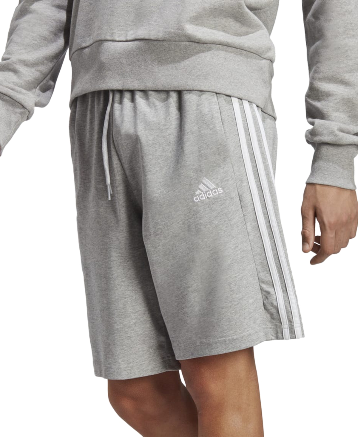 Shop Adidas Originals Men's Essentials Single Jersey 3-stripes 10" Shorts In Medium Grey Heather,white