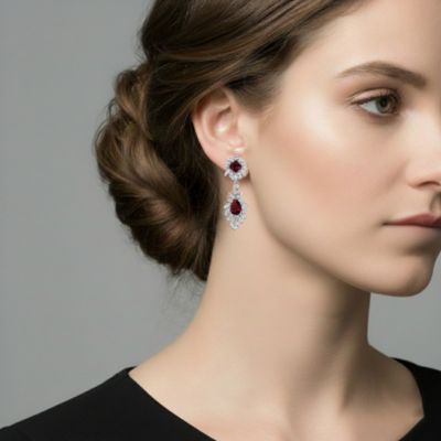 Sterling Silver Two Stone Cubic Zirconia Dangling Earrings