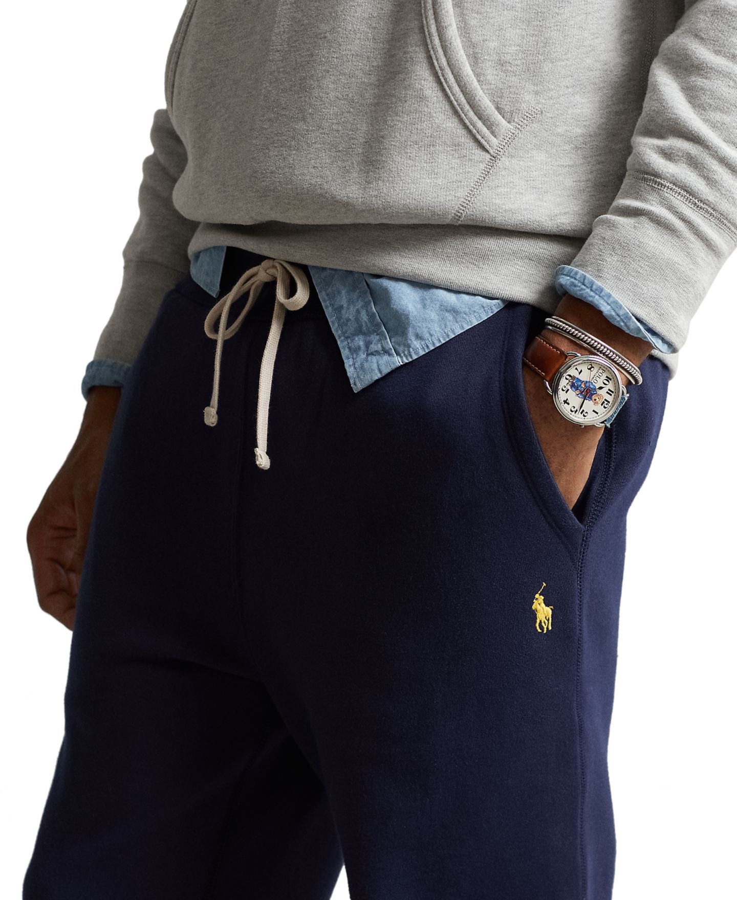 Мужские брюки Polo Ralph Lauren Signature Fleece Sweatpant, цвет: Тёмно-синий — фото 5
