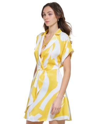 Robe Longue DKNY Femme Noire à Col V - Imprimé Géométrique - Taille 6 - Neuve Avec étiquettes