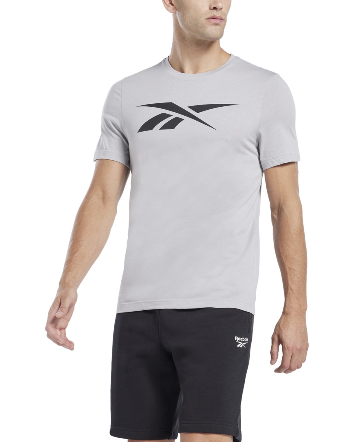 Shop Reebok Men's Vector Logo Graphic T-shirt In Pure Grey,black