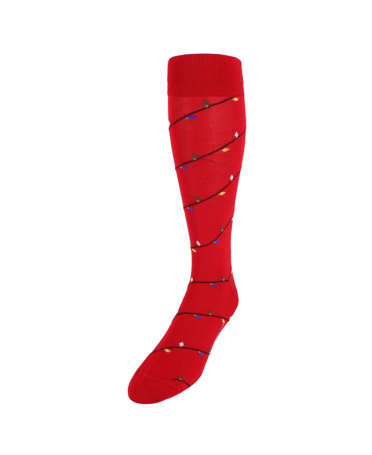 Men's Merry Lights Over The Calf Christmas Mercerized Cotton Socks - Red