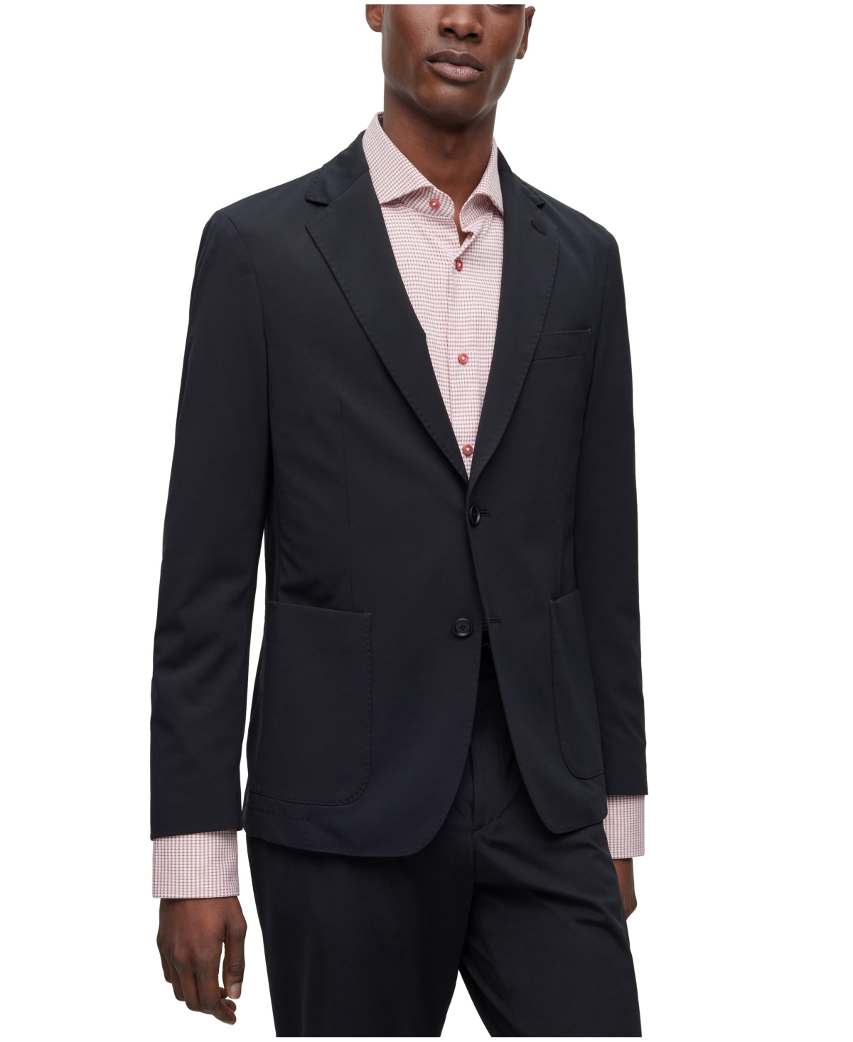 Hugo Boss Boss By  Men's Slim-fit Jacket In Micro-patterned Performance-stretch Jersey In Black