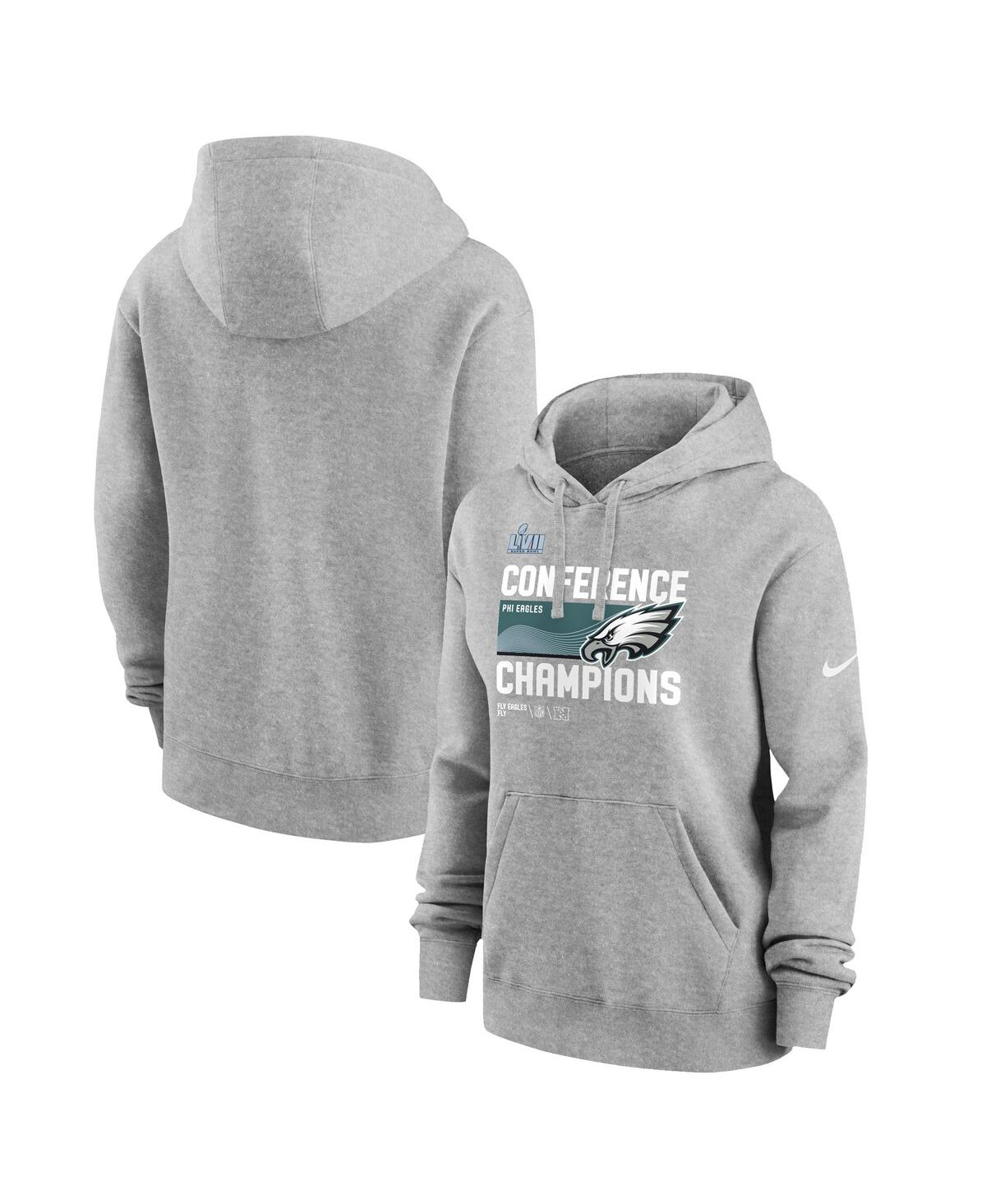 Nike Women's  Heather Gray Philadelphia Eagles 2022 Nfc Champions Locker Room Trophy Collection Pullo