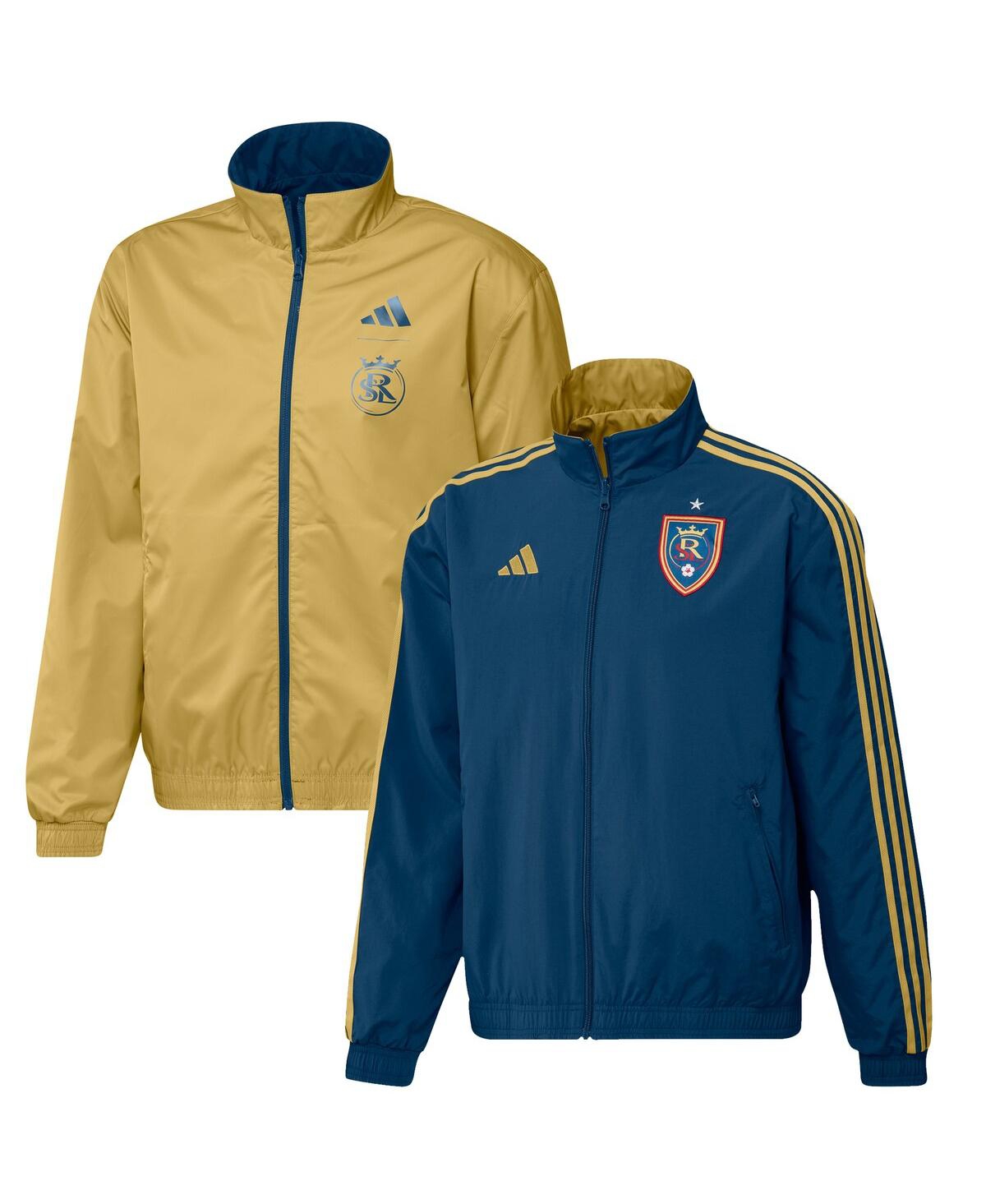 Adidas Originals Men's Adidas Navy And Gold Real Salt Lake 2023 On-field Anthem Full-zip Reversible Team Jacket In Navy,gold