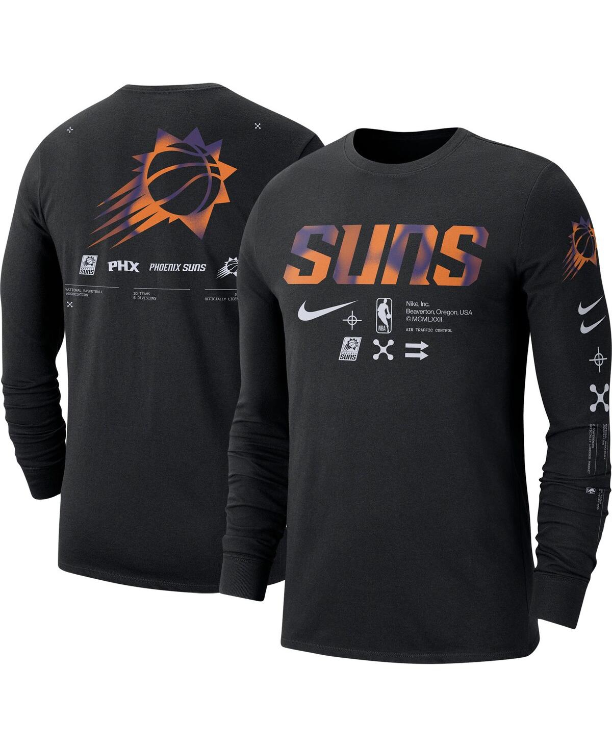 Shop Nike Men's  Black Phoenix Suns Essential Air Traffic Control Long Sleeve T-shirt