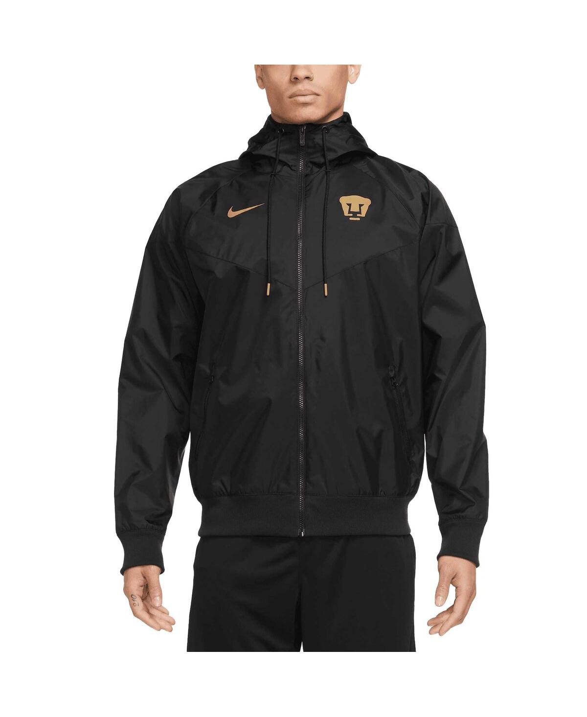 Shop Nike Men's  Black Pumas Windrunner Raglan Full-zip Jacket