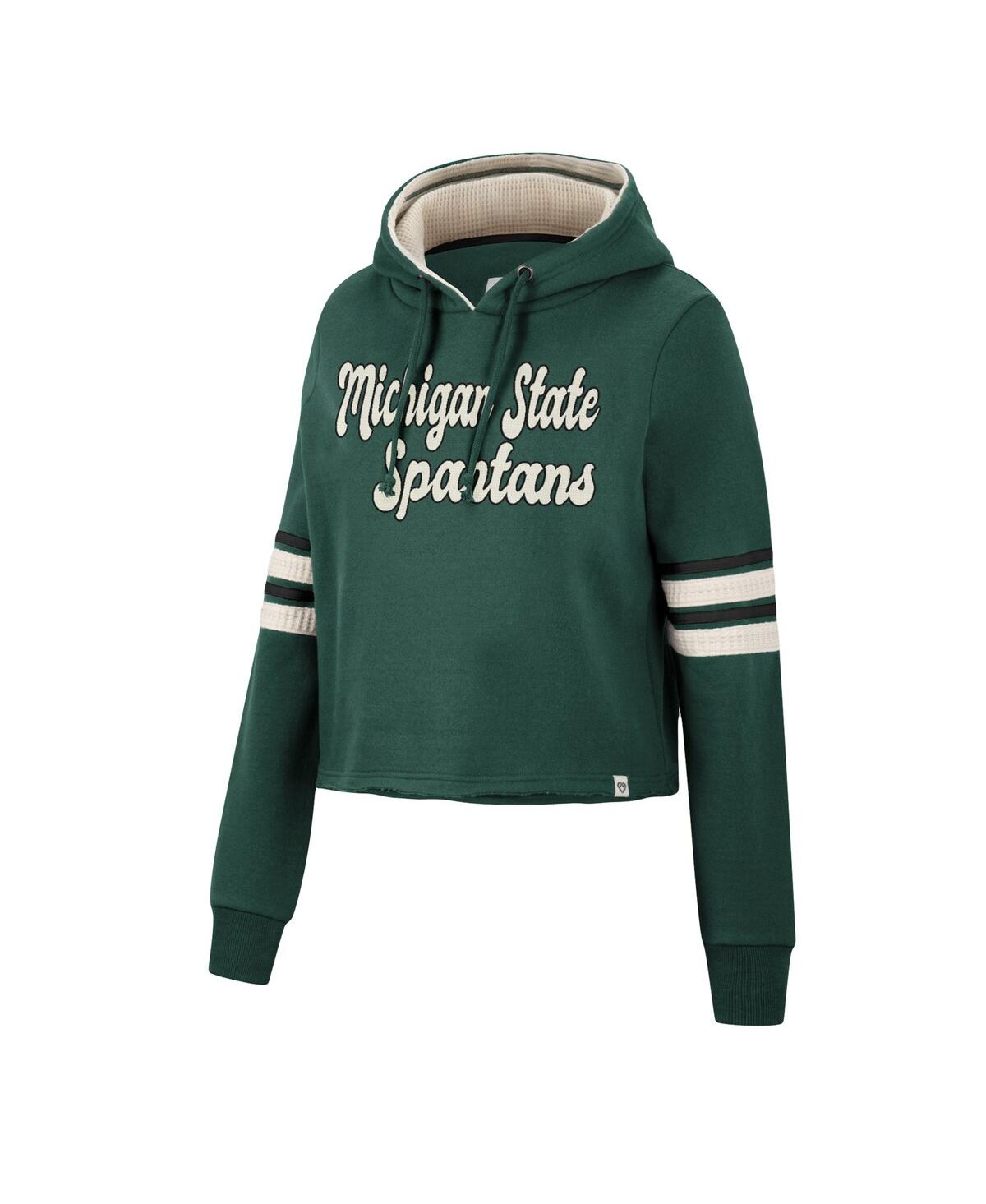 Shop Colosseum Women's  Green Michigan State Spartans Retro Cropped Pullover Hoodie