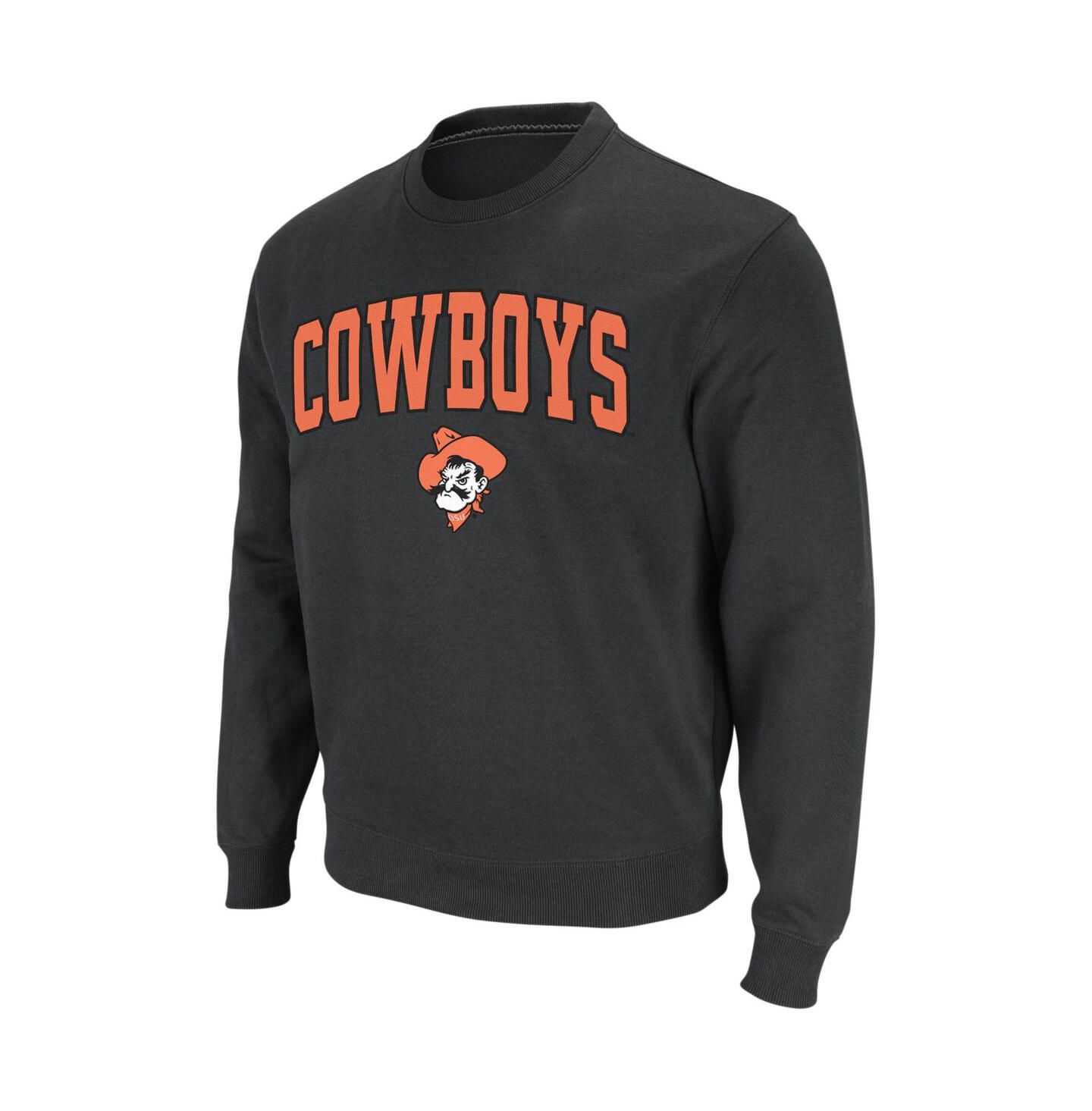 Мужская толстовка Colosseum Oklahoma State Cowboys Arch and Logo Crew Neck, цвет: Чёрный — фото 4