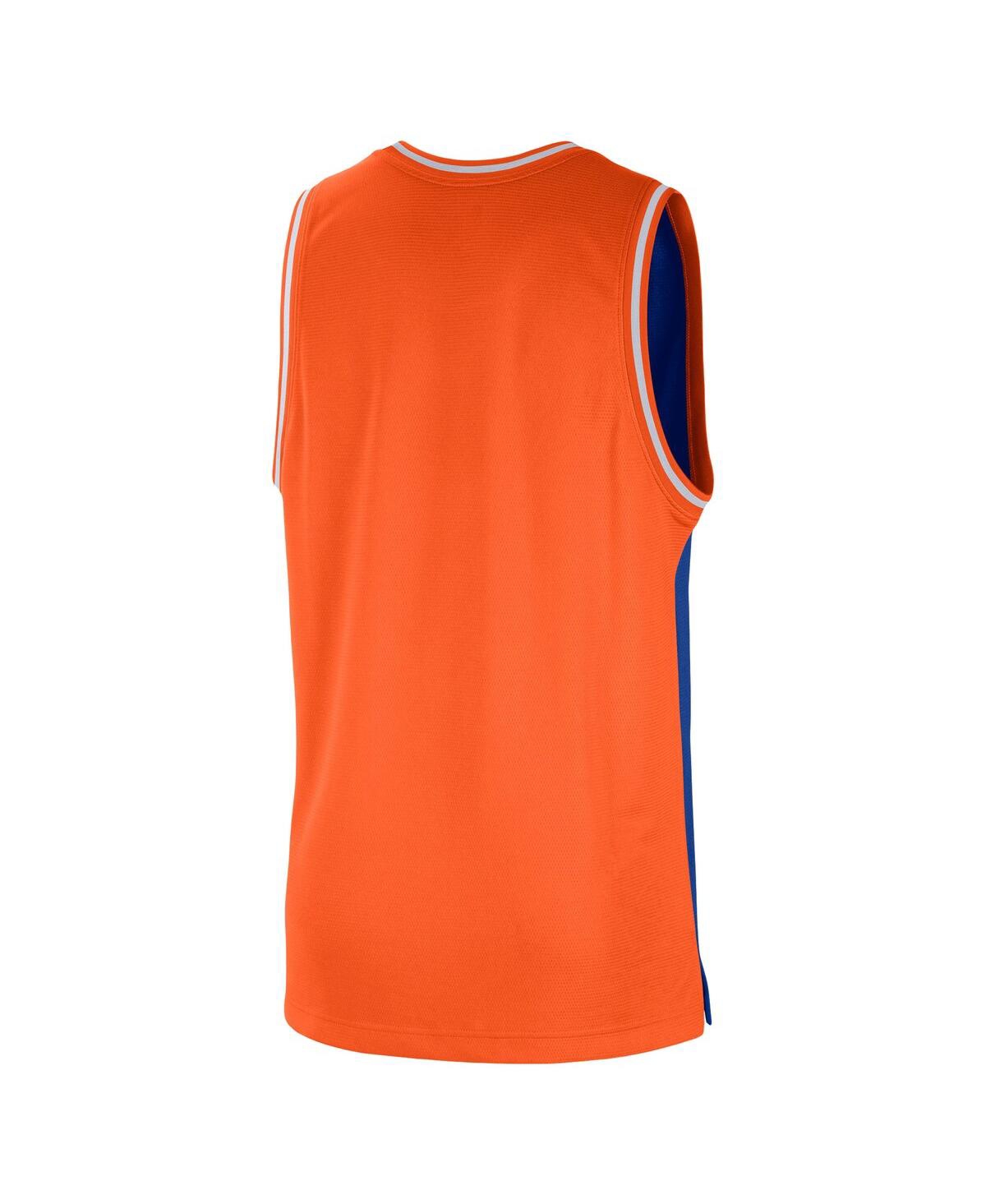 Shop Nike Men's  Blue And Orange New York Knicks Courtside Versus Force Split Dna Performance Mesh Tank To In Blue,orange