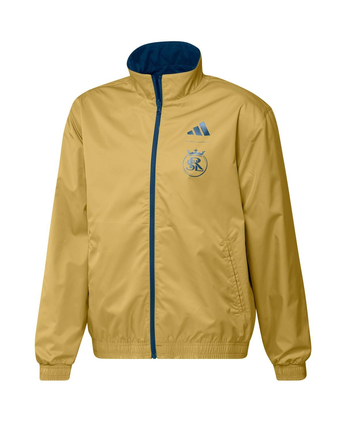 Shop Adidas Originals Men's Adidas Navy And Gold Real Salt Lake 2023 On-field Anthem Full-zip Reversible Team Jacket In Navy,gold