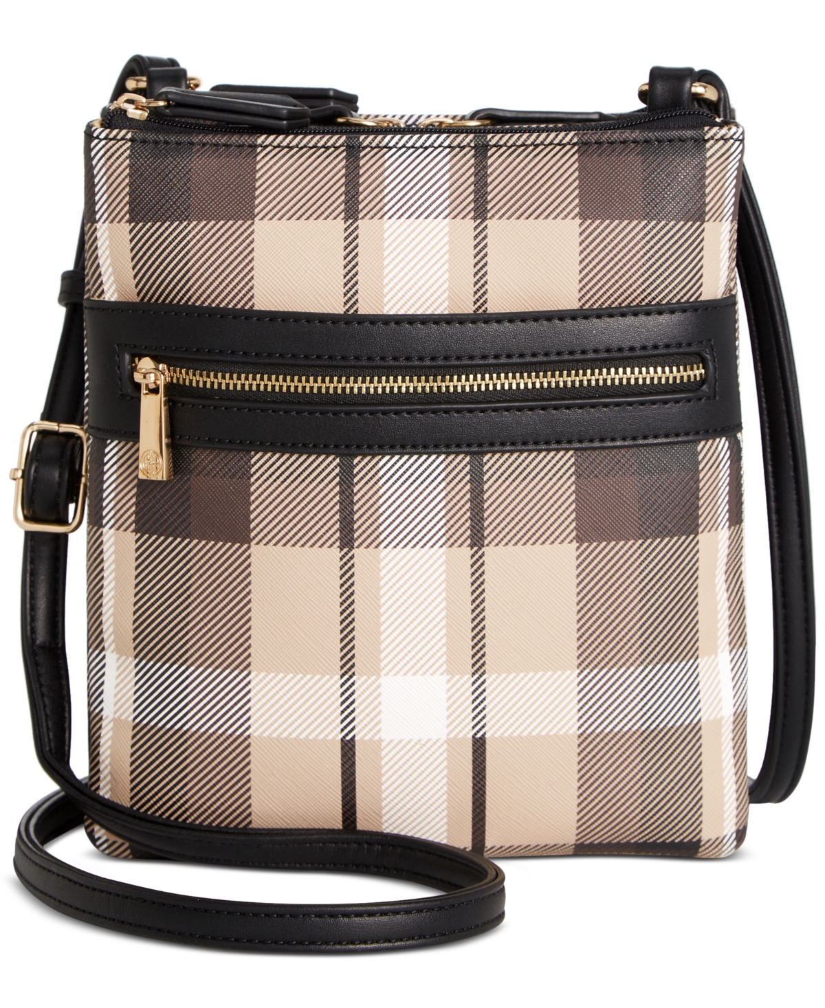 Vertical Plaid Small Dasher Crossbody, Created for Macy's - Oatmeal Plaid