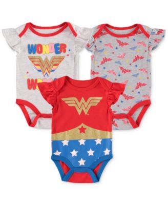 Happy Threads - Baby Girls 3-Pk. Wonder Women Bodysuits