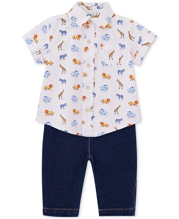 Little Me Baby Boys Safari Shirt and Jeans, 2 Piece Set Macy's