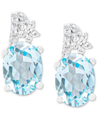 Trend Silver Lab Created Sapphire Aquamarine Stone Fine Jewelry