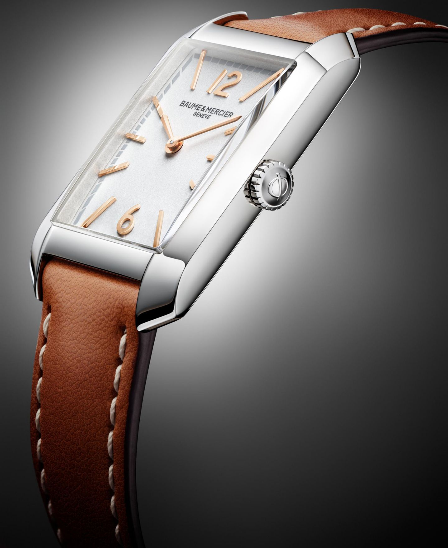 Женские часы Baume & Mercier Swiss Hampton Brown Leather Strap Watch 22x35mm — фото 3