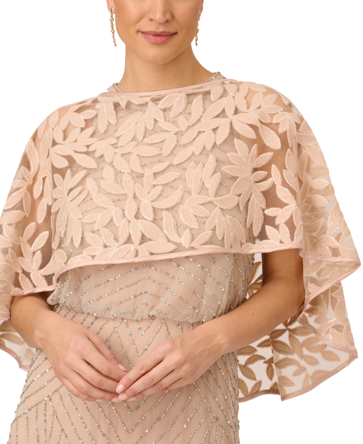  Adrianna Papell Embroidered Capelet