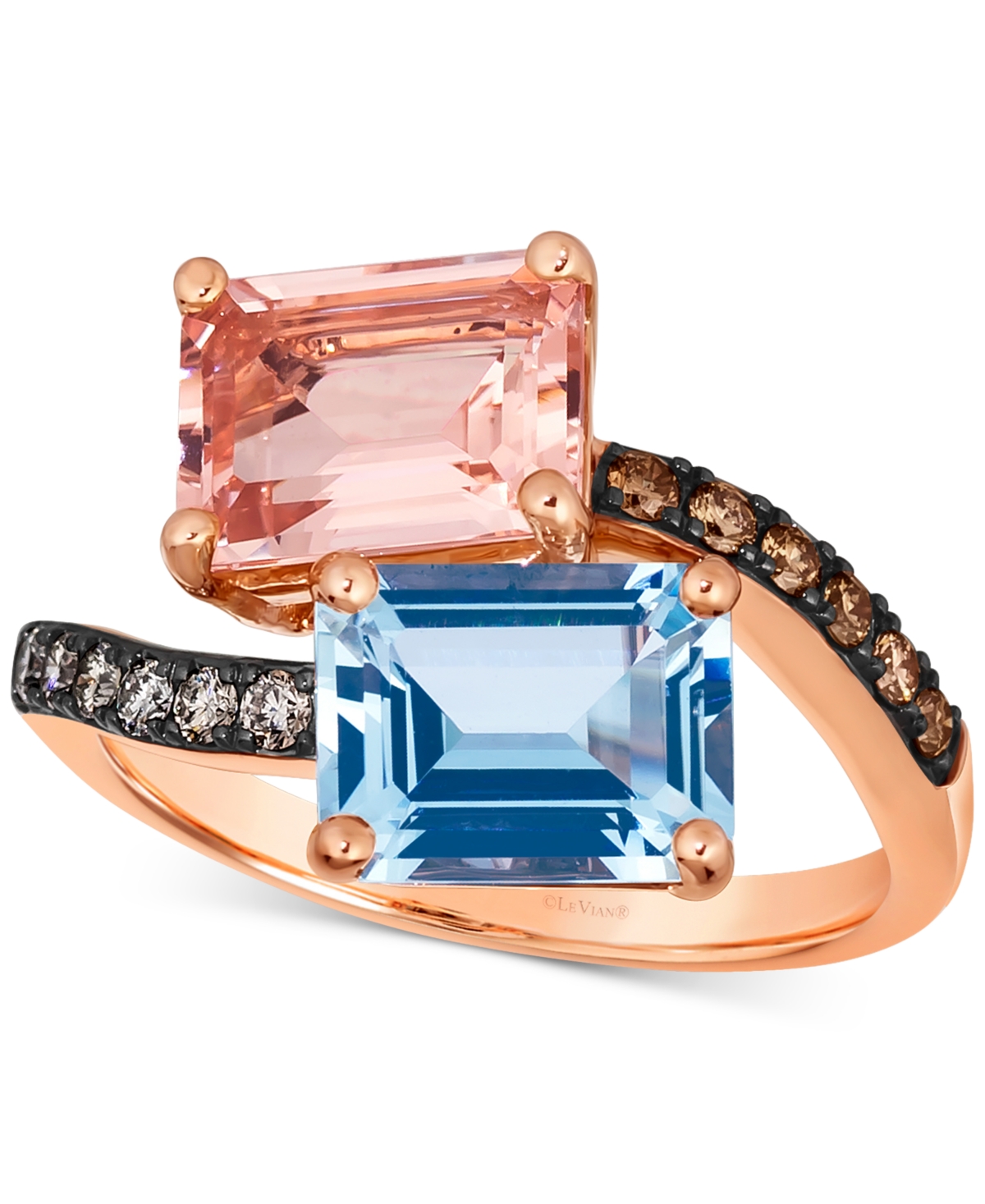 Le Vian Multi-gemstone (3-5/8 Ct. T.w.) & Diamond (1/5 Ct. T.w.) Bypass Ring In 14k Rose Gold
