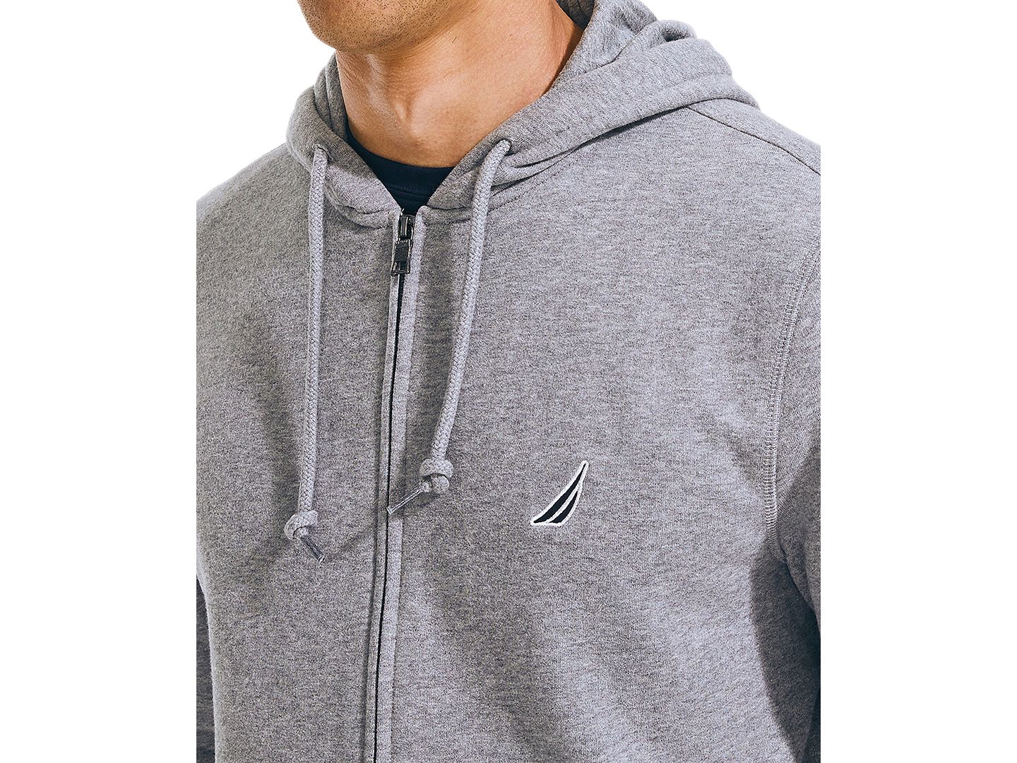 Мужское худи Nautica Classic-Fit Super Soft Knit Fleece Zip, цвет: Каменный серый — фото 3