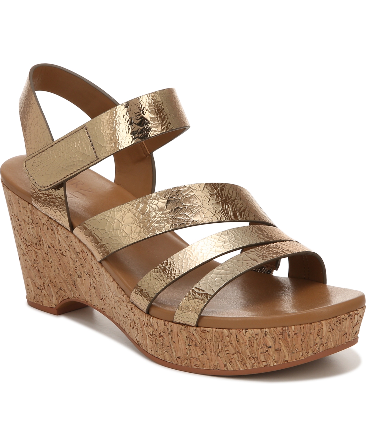 Naturalizer Cynthia Metallic Wedge Sandal In Light Bronze Leather