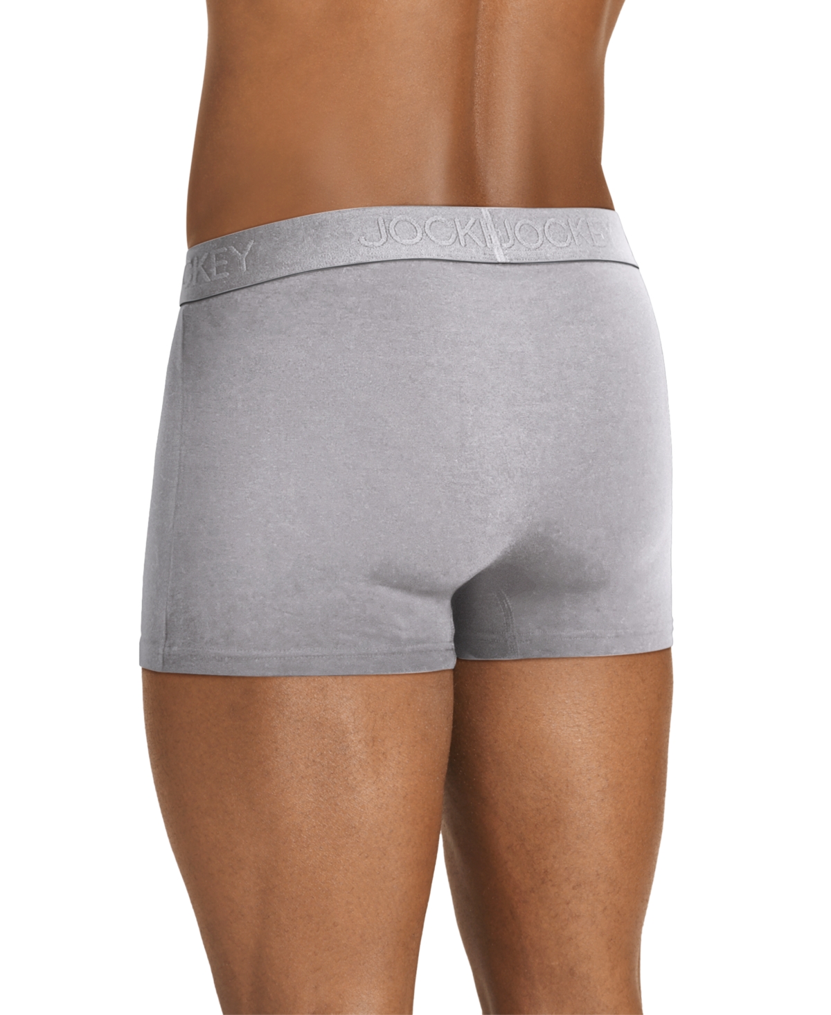 Jockey Men's Chafe Proof Pouch Cotton Stretch Trunk, Pack of 3 -mid Grey/just Past Midnight