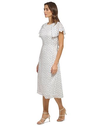 Warehouse polka dot outlet midi prairie dress