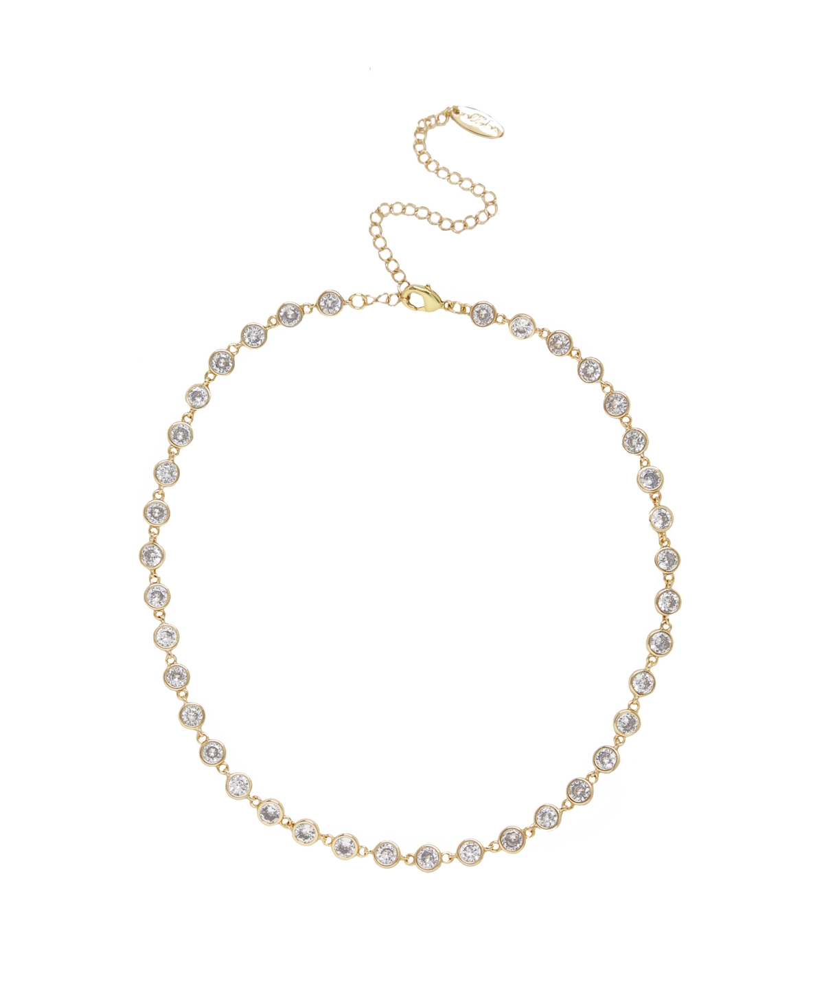 ETTIKA CLEAR CUBIC ZIRCONIA DISC AND 18K GOLD PLATED LINK NECKLACE