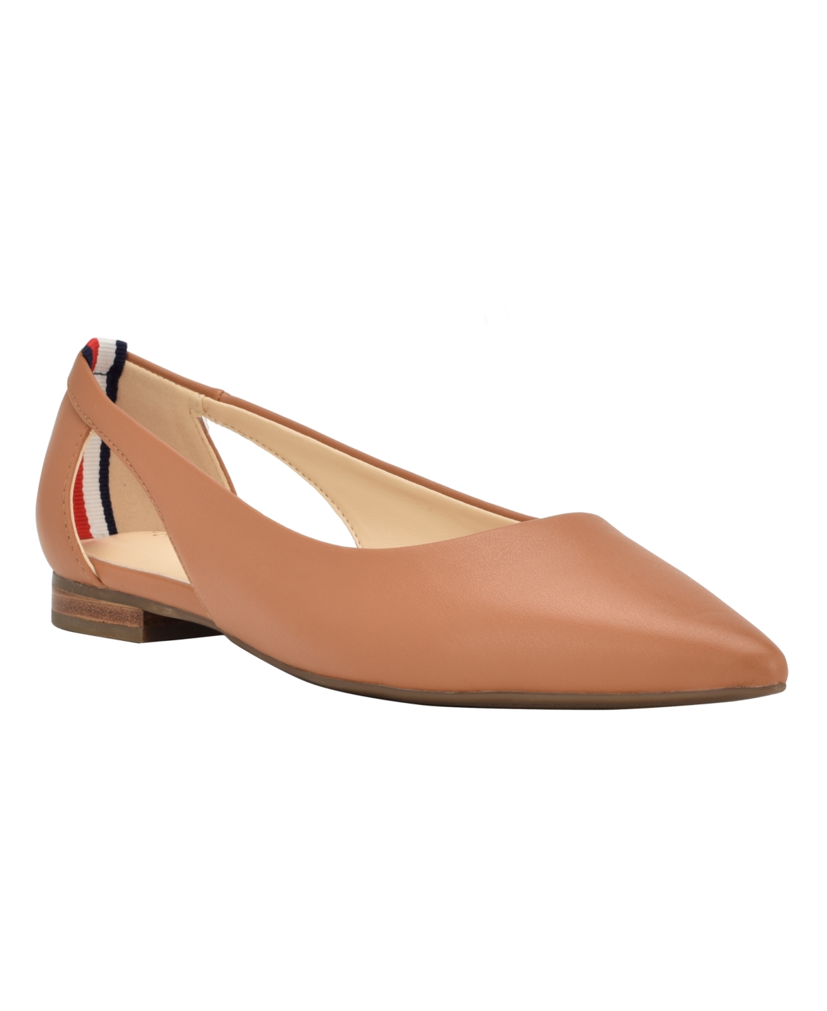 Shop Tommy Hilfiger Women's Velahi Pointy Toe Flat Ballet Shoes In Caramel - Faux Leather