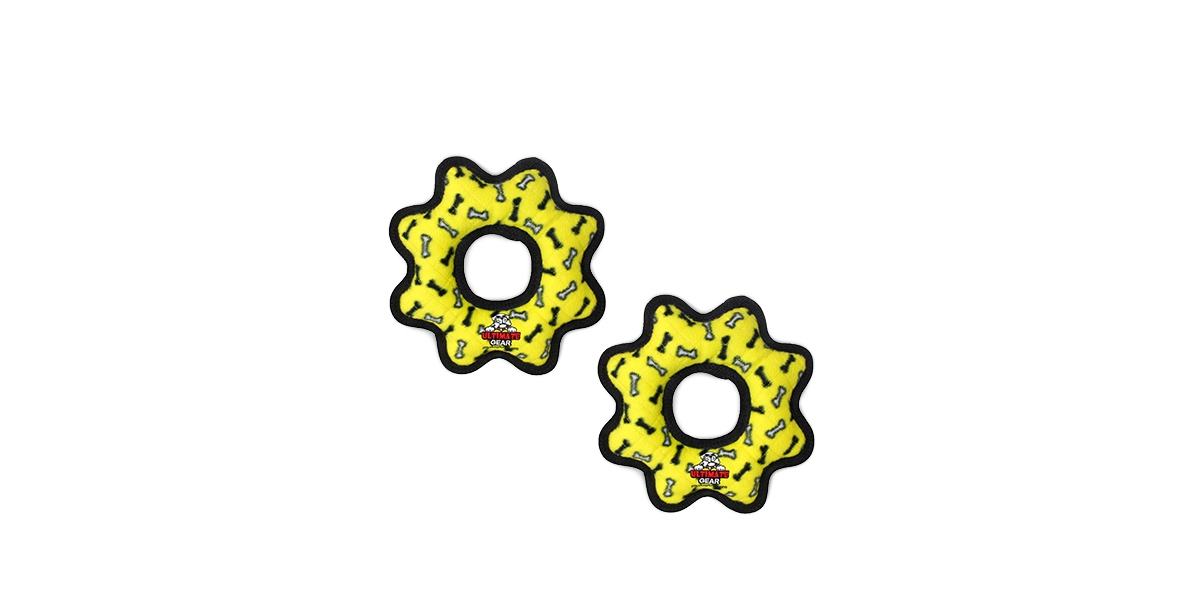 Ultimate Gear Ring Yellow Bone, 2-Pack Dog Toys - Yellow
