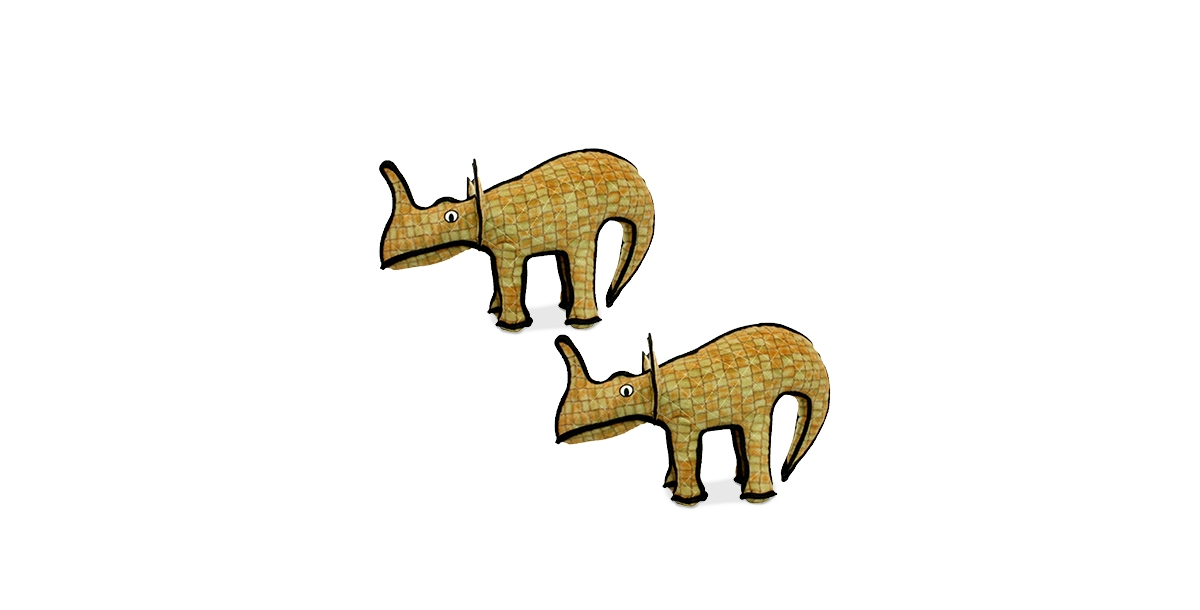 Dinosaur Moosasaurus, 2-Pack Dog Toys - Open Beige