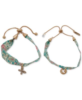 lonna & lilly - Gold-Tone 2-Pc. Set Multi Mom & Mini Butterfly Charm Adjustable Bracelets