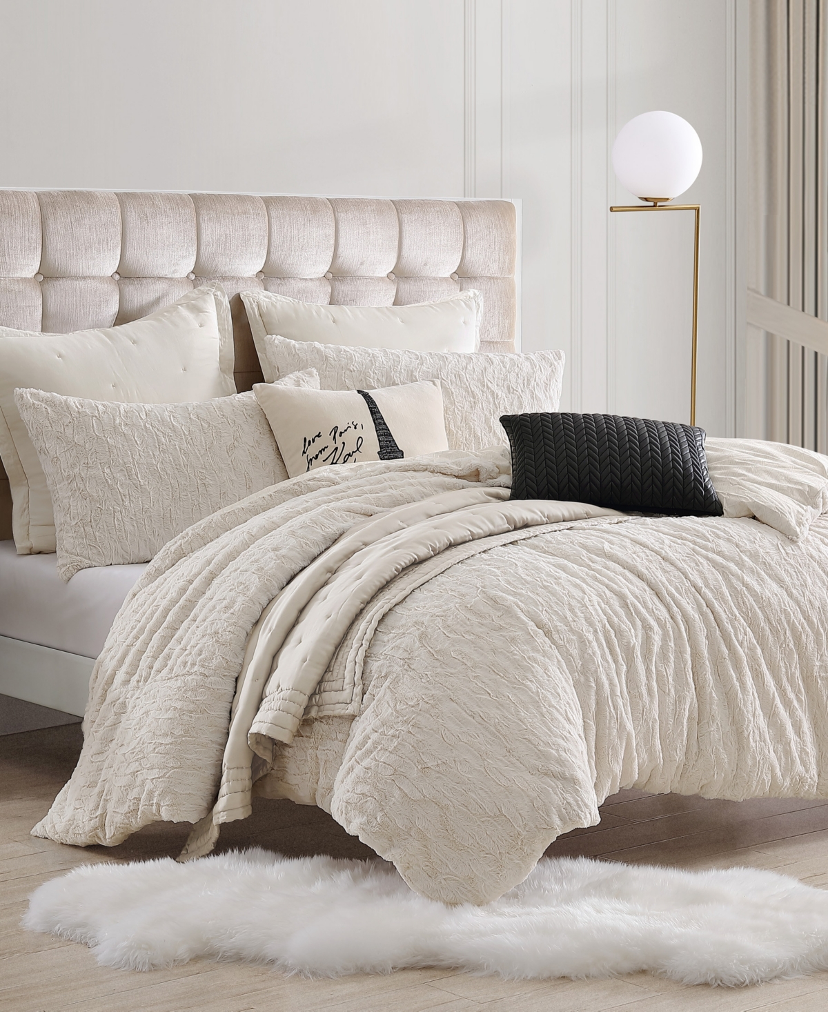 Karl Lagerfeld Soft And Warm Heavenly 3 Piece Duvet Cover Set, King In Ivory