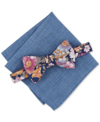 Bar III - Men's Malloy Floral Bow Tie & Pocket Square Set