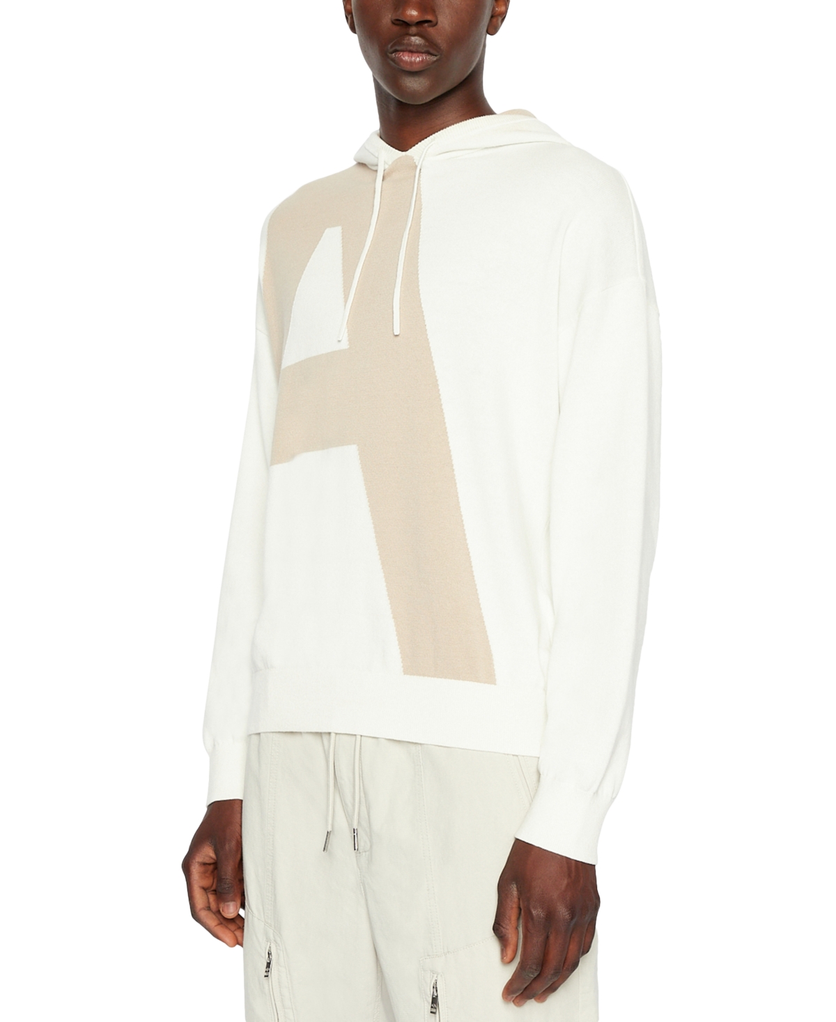 A X Armani Exchange Men's Ax Logo Hooded Sweater In Off White