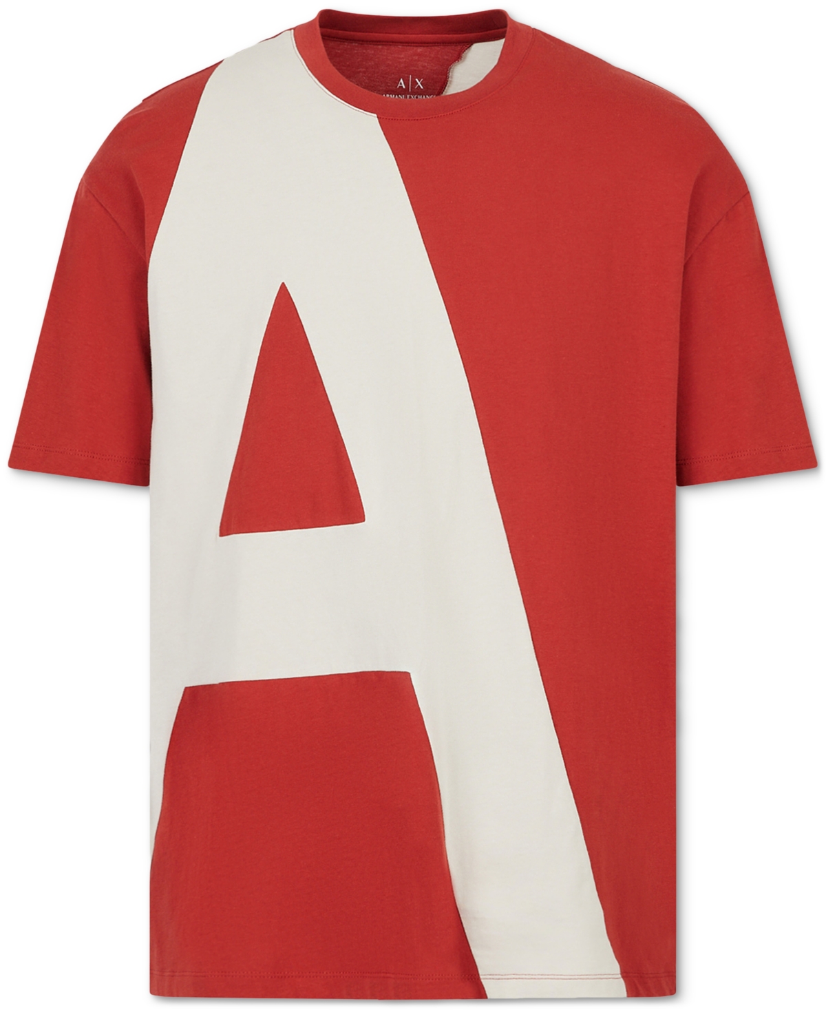 A X Armani Exchange Men's Comfort-fit Pieced Logo Graphic T-shirt In Red Ochre