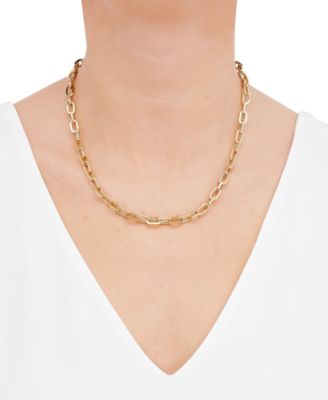 Lightweight Polished & Textured Link 18" Collar Necklace in 10k Gold