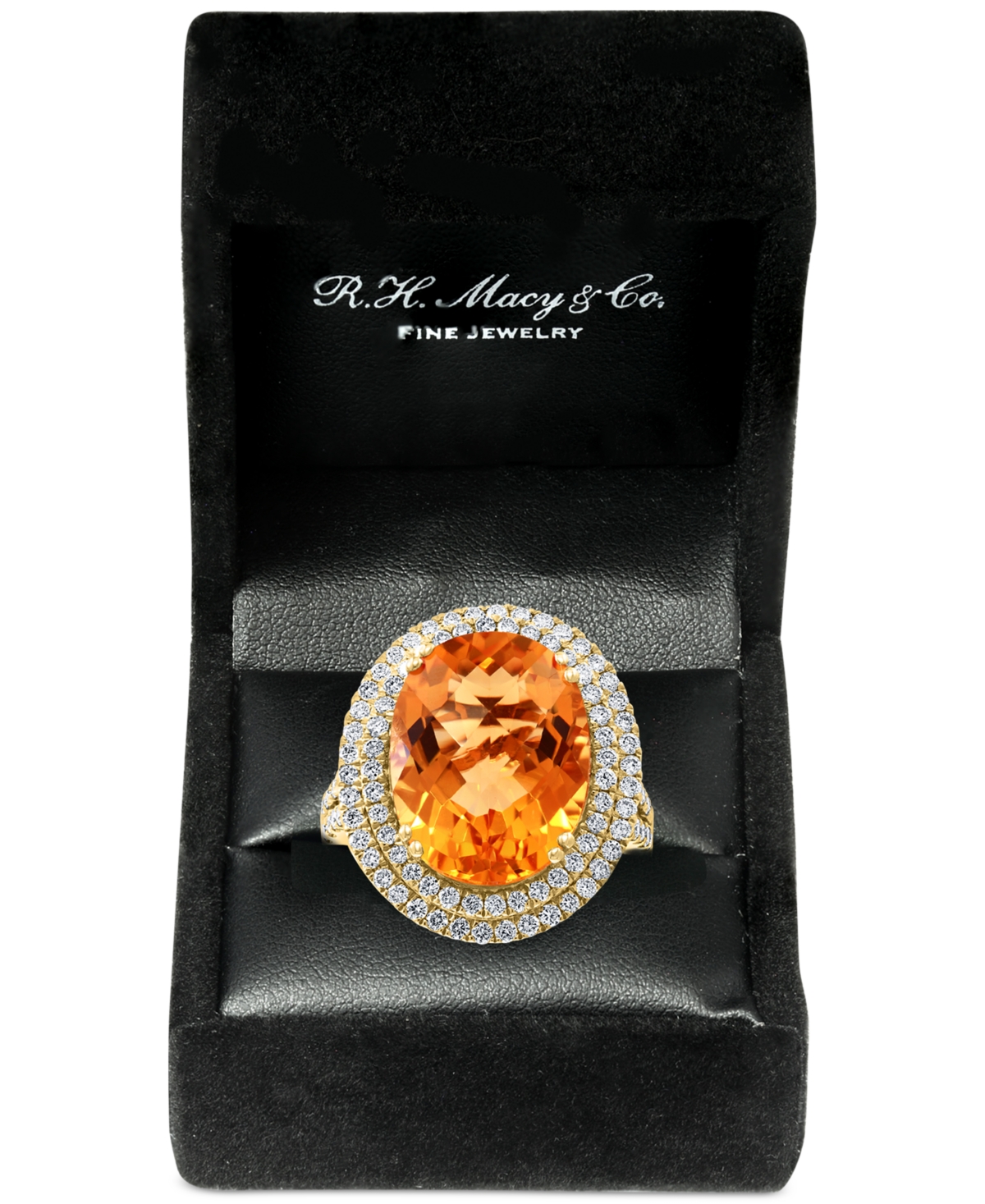 Effy(9-1/3 ct. t.w.) & Diamond (1 ct. t.w.) Halo Ring in 14k Gold - Citrine