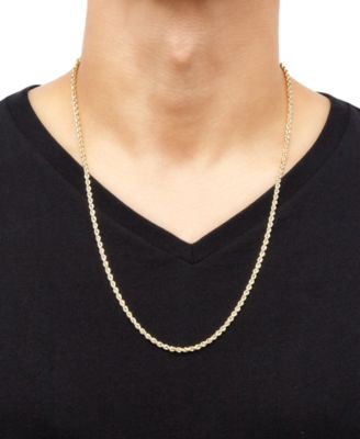 Lightweight Diamond Cut Rope Chain 24“ Necklace (3mm) in 14k Yellow Gold