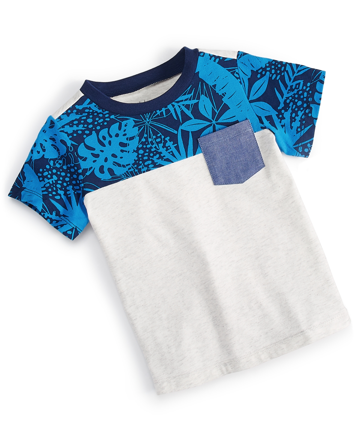 First Impressions Baby Boys Tropic Block T Shirt, Created For Macy's In Navy Sea