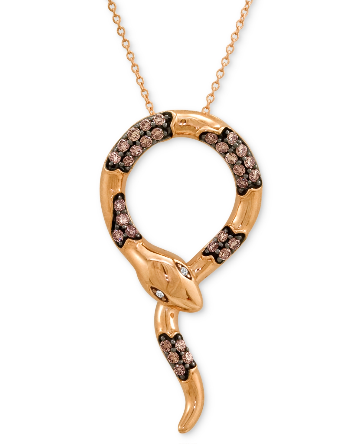Le Vian Chocolatier Chocolate Diamond (1/2 ct. t.w.) & Vanilla Diamond Accent Snake 18" Pendant Necklace in 14k Rose Gold