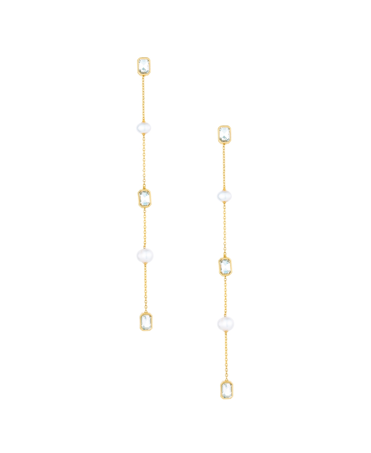 Shop Ettika Freshwater Pearl And Glass Linear Drop Earrings In Gold