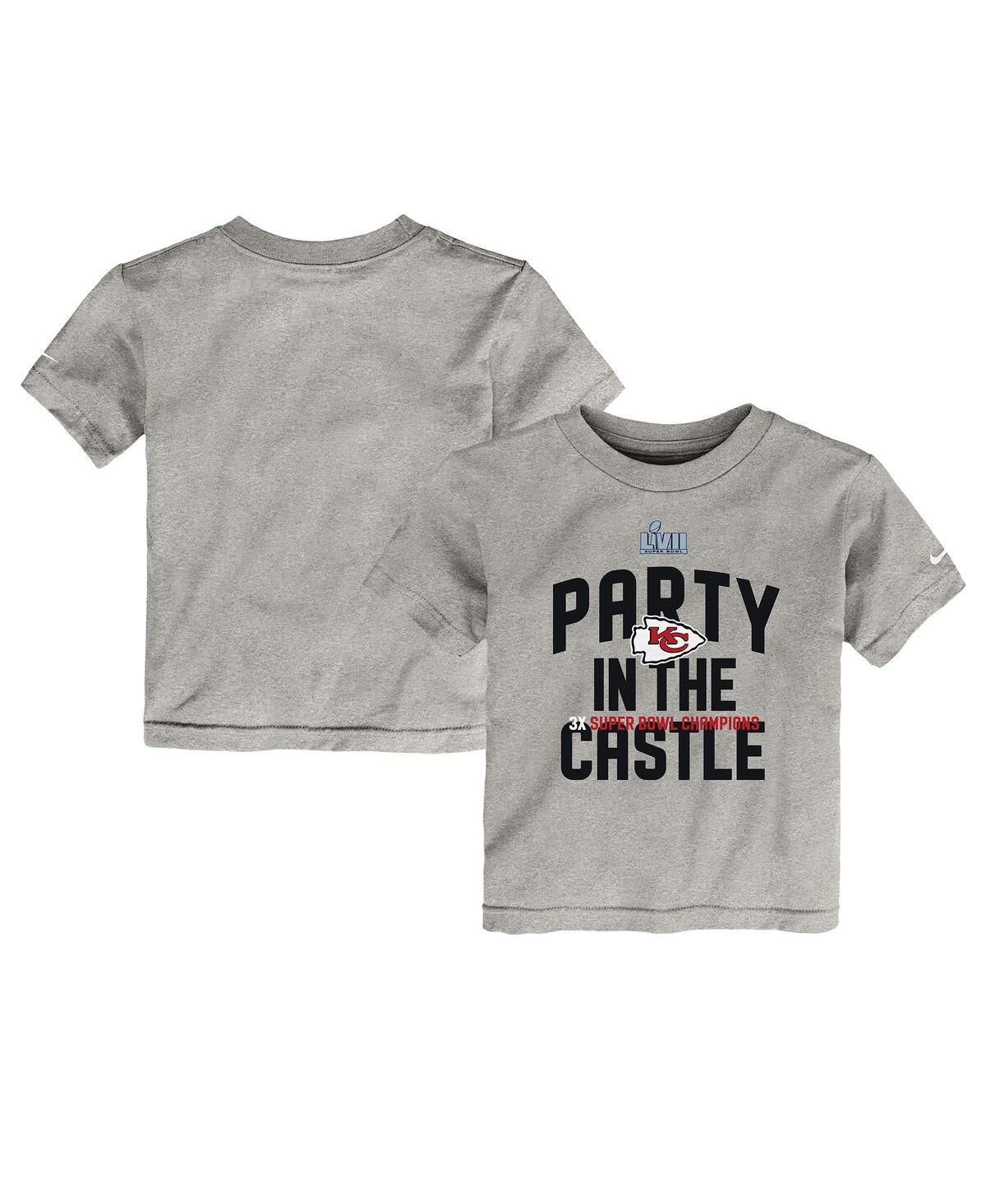 Nike Babies' Toddler Boys And Girls  Heather Gray Kansas City Chiefs Super Bowl Lvii Champions Parade T-shirt