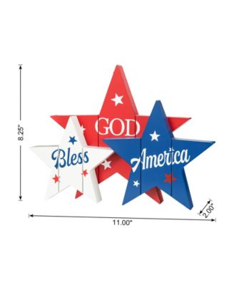 11" Wooden Patriotic, Americana Stars Table Decor