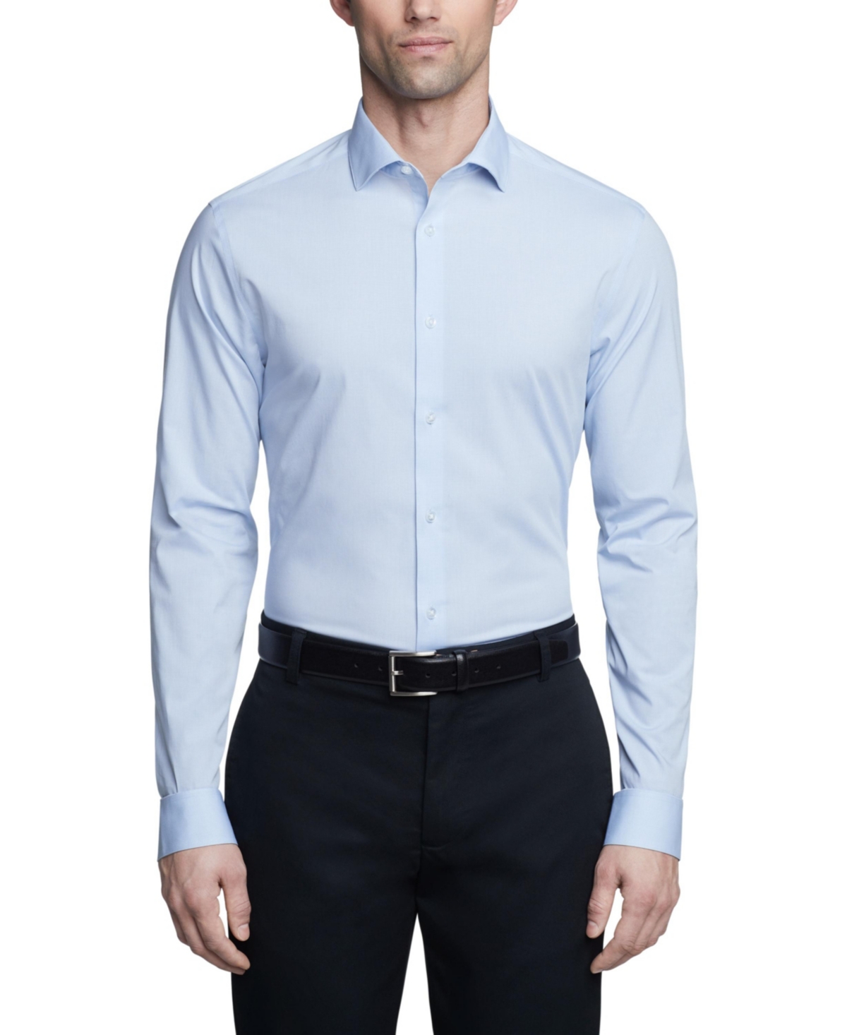 Shop Calvin Klein Men's Steel Plus Slim Fit Stretch Wrinkle Free Dress Shirt In Blue