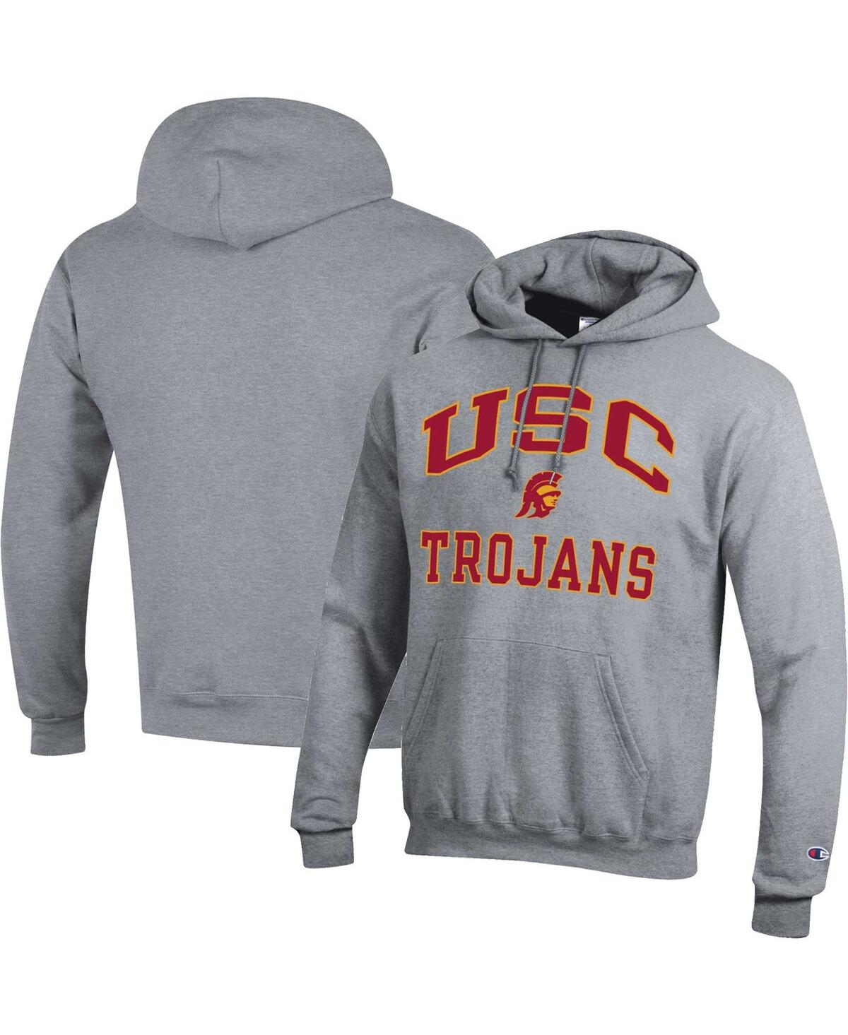 Shop Champion Men's  Heather Gray Usc Trojans High Motor Pullover Hoodie