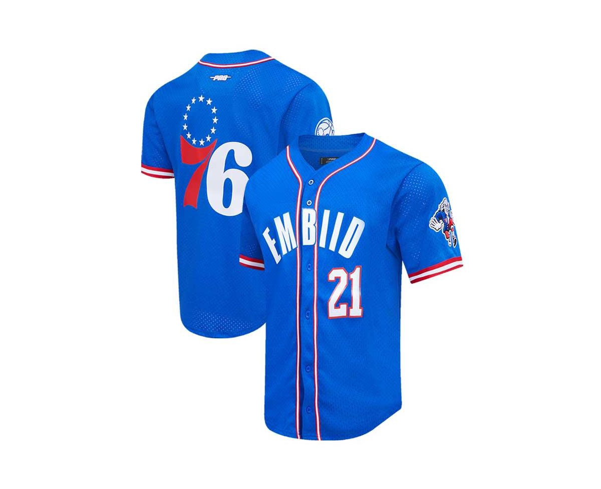 Shop Pro Standard Men's  Joel Embiid Royal Philadelphia 76ers Capsule Player Baseball Button-up Shirt