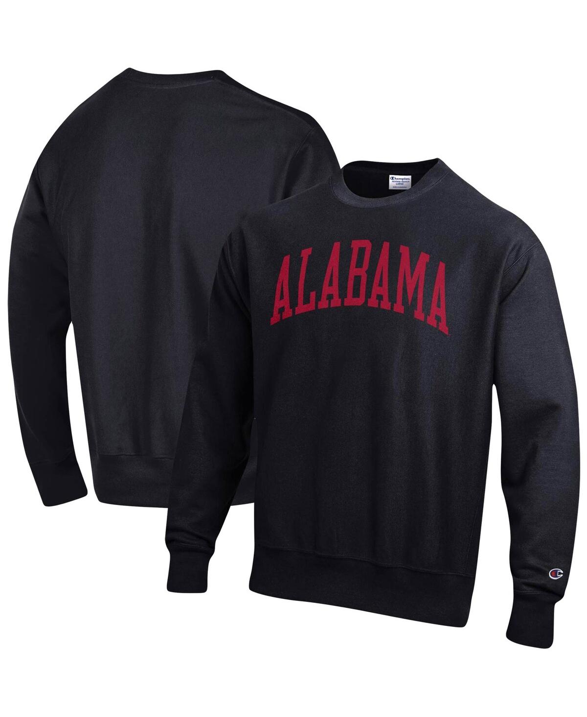Shop Champion Men's  Black Alabama Crimson Tide Arch Reverse Weave Pullover Sweatshirt
